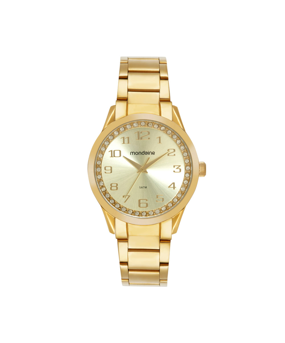 kit relógio feminino mondaine analógico 99764lpmvde2kc dourado