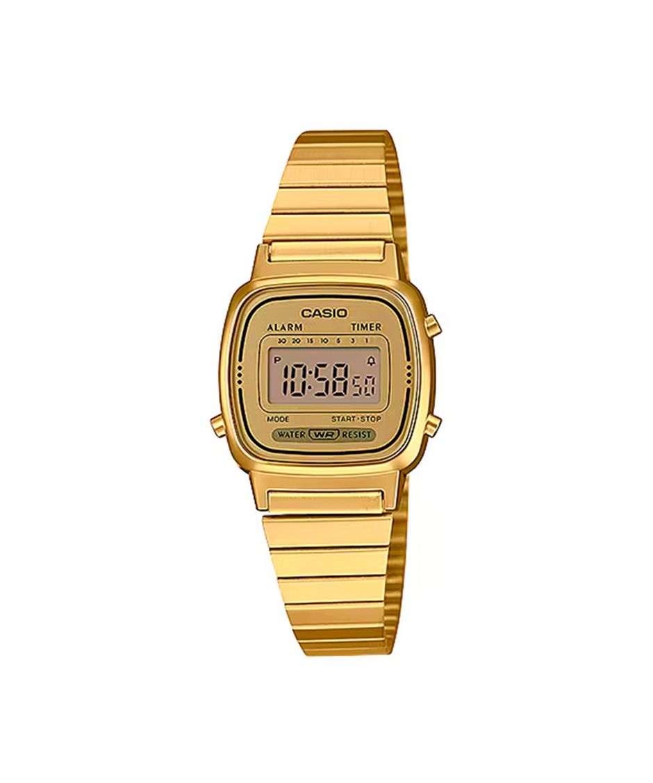 relógio feminino casio digital la670wga 9df dourado