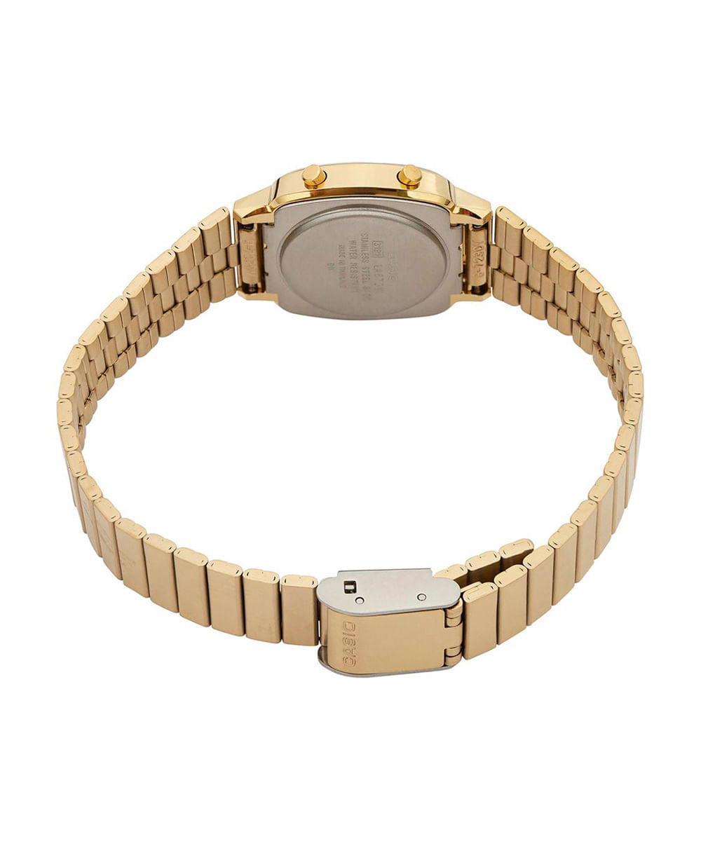 relógio feminino casio digital la670wga 9df dourado