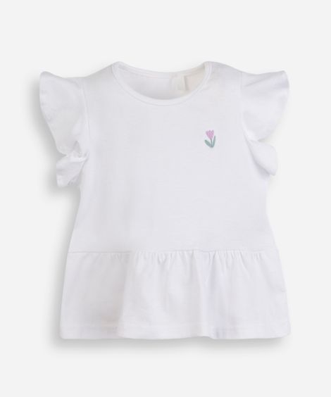 blusa infantil malha com bordado off white