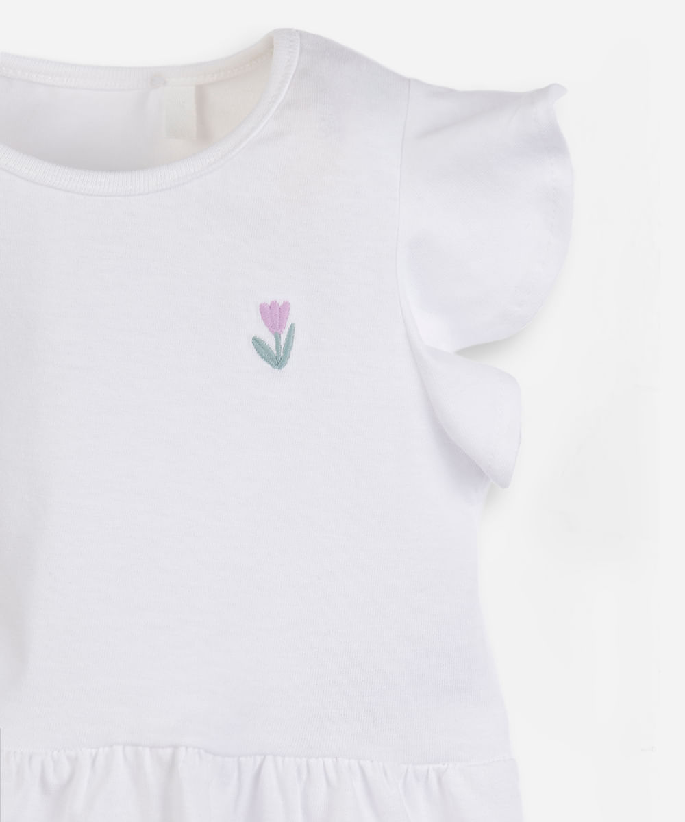 blusa infantil malha com bordado off white