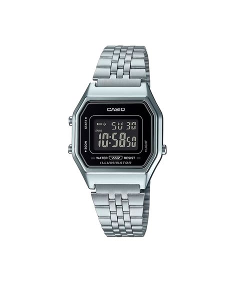 relógio feminino casio digital la680wa 1bdf prateado