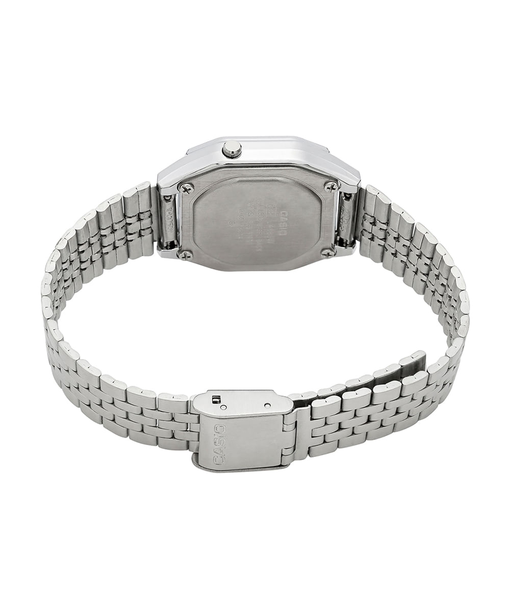 relógio feminino casio digital la680wa 1bdf prateado