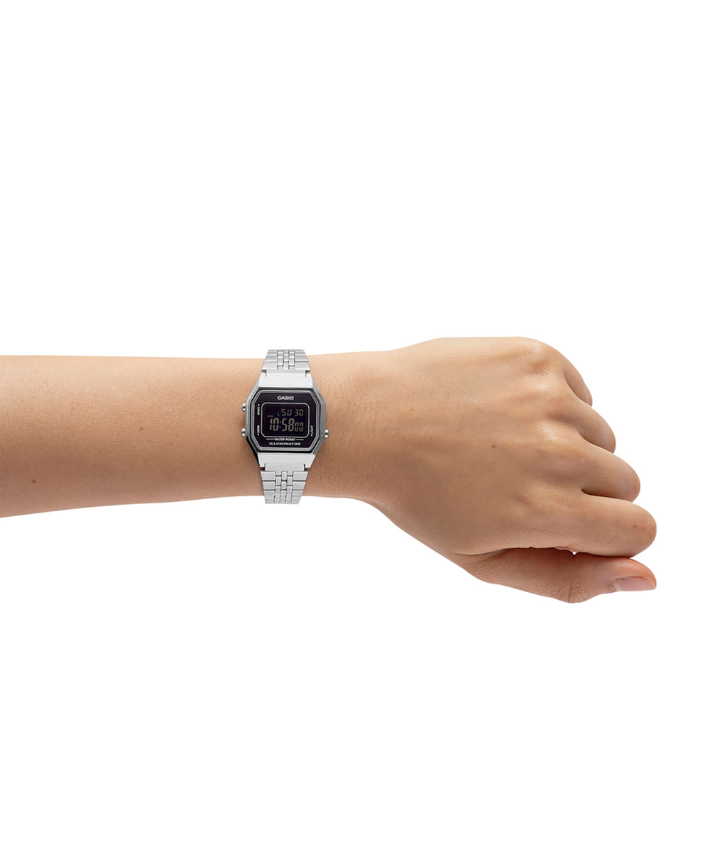 relógio feminino casio digital la680wa 1bdf prateado
