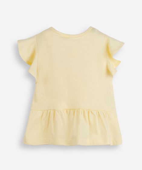 blusa infantil malha com bordado amarela