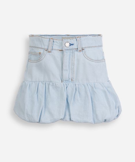 saia infantil jeans balonê azul