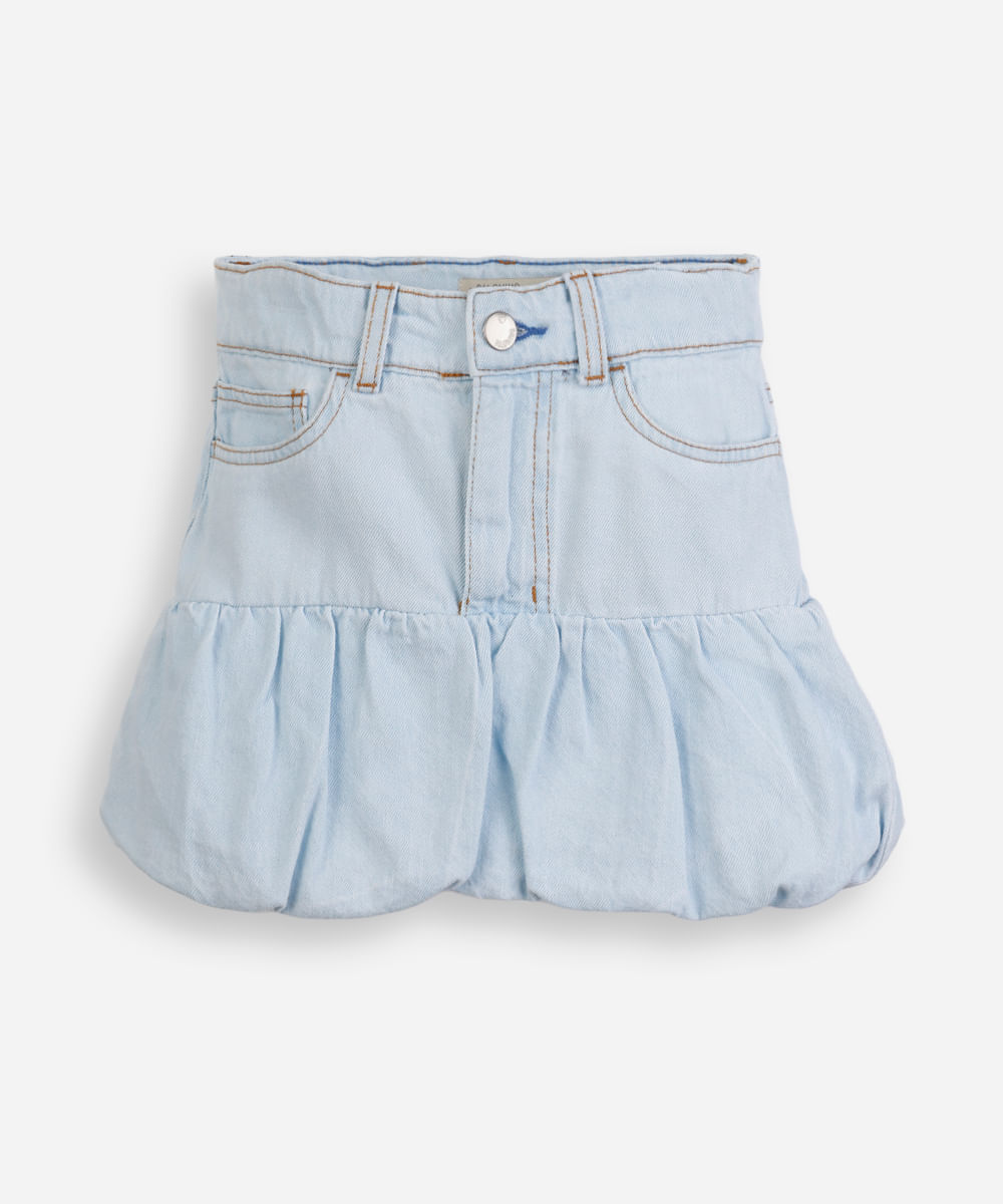 saia infantil jeans balonê azul