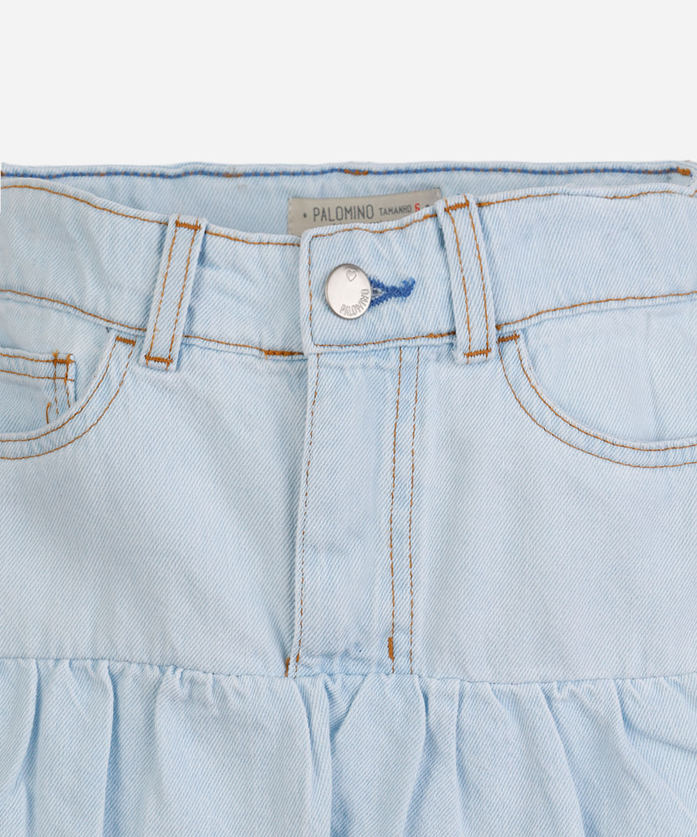saia infantil jeans balonê azul