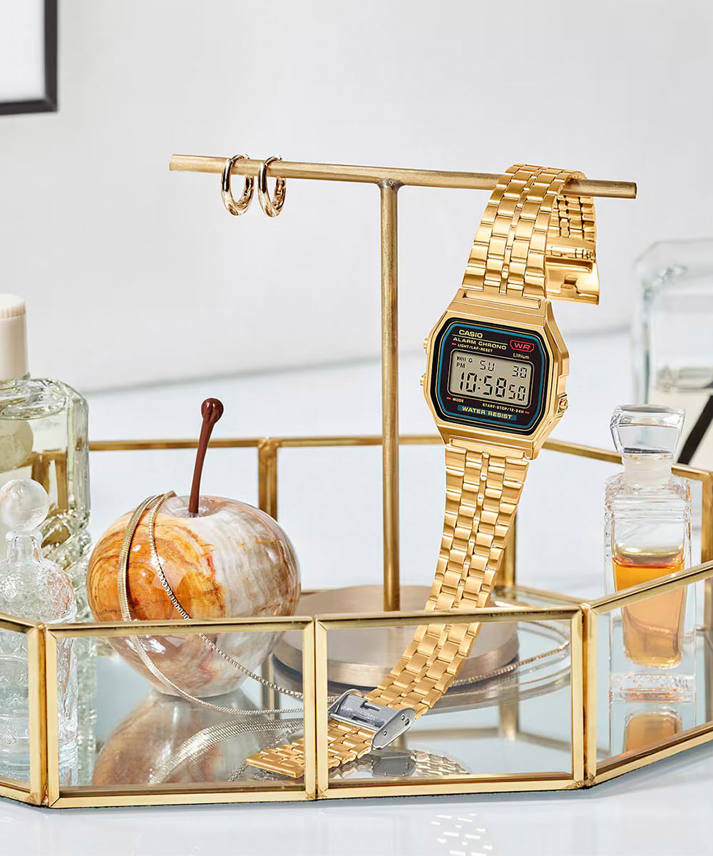 relógio masculino casio digital a159wgea 1df dourado