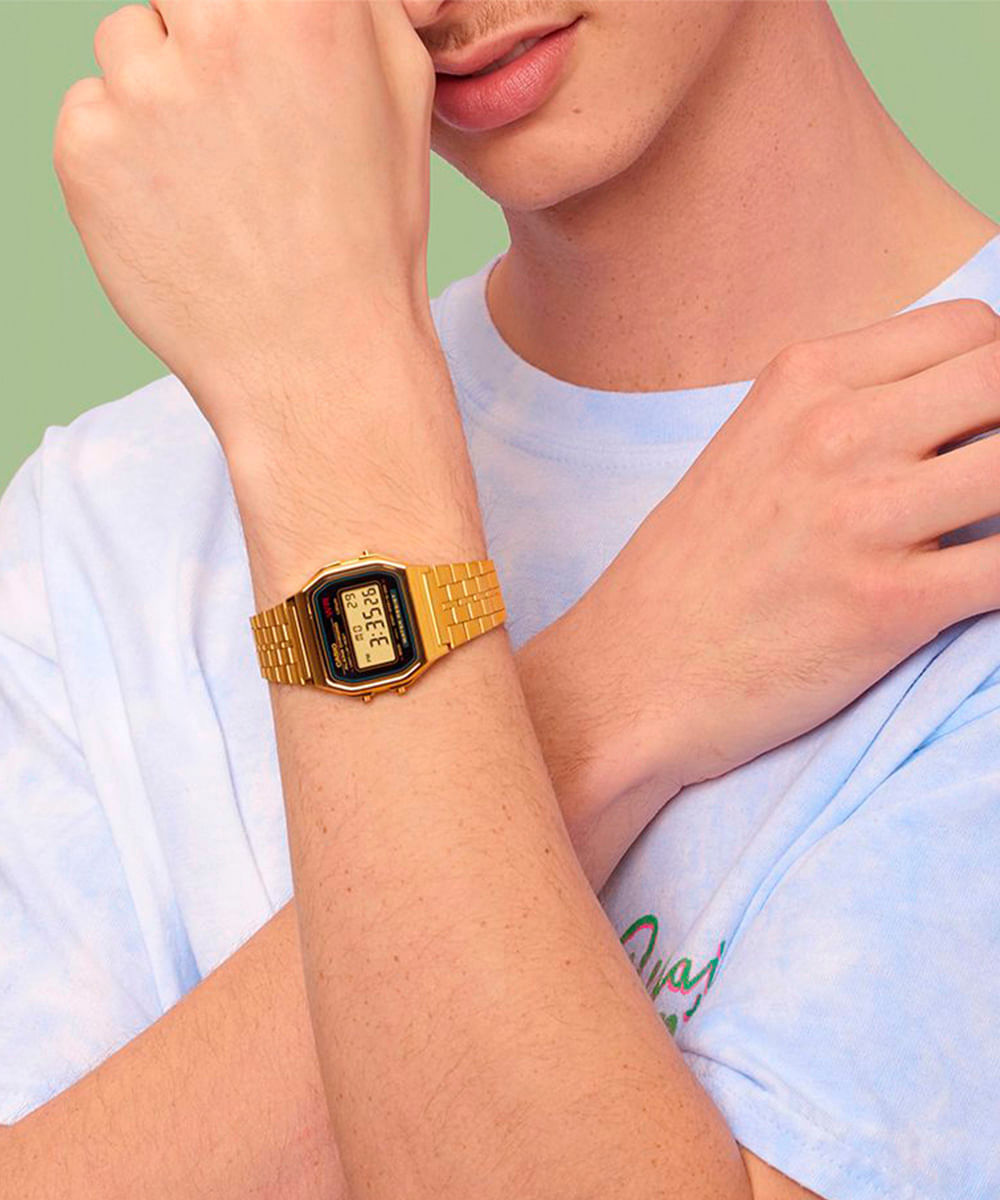 relógio masculino casio digital a159wgea 1df dourado