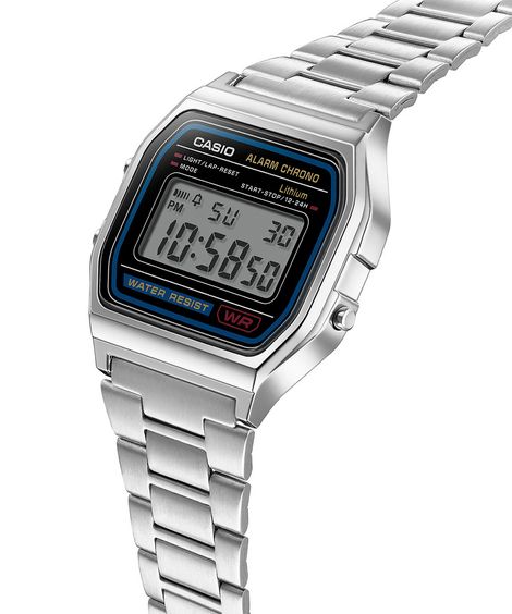 relógio masculino casio digital a158wa 1df prateado