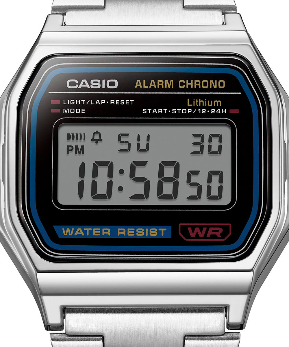 relógio masculino casio digital a158wa 1df prateado