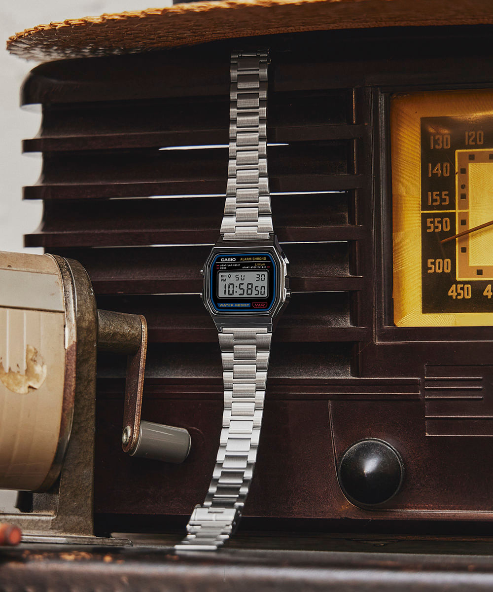 relógio masculino casio digital a158wa 1df prateado