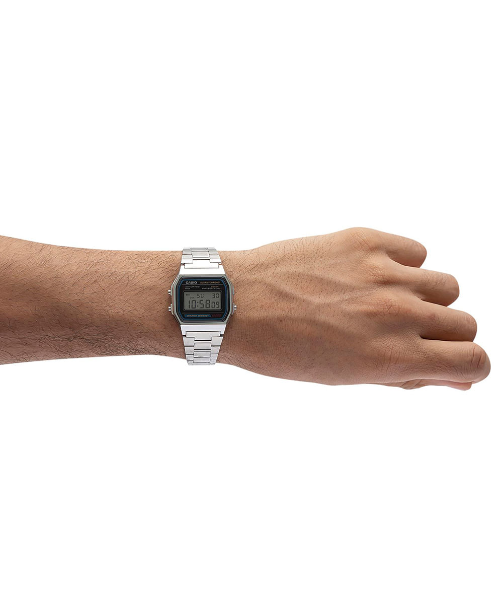 relógio masculino casio digital a158wa 1df prateado