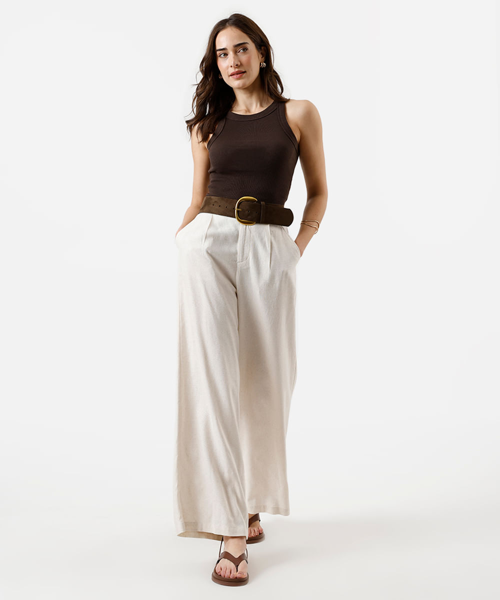 regata feminina de algodão canelada marrom