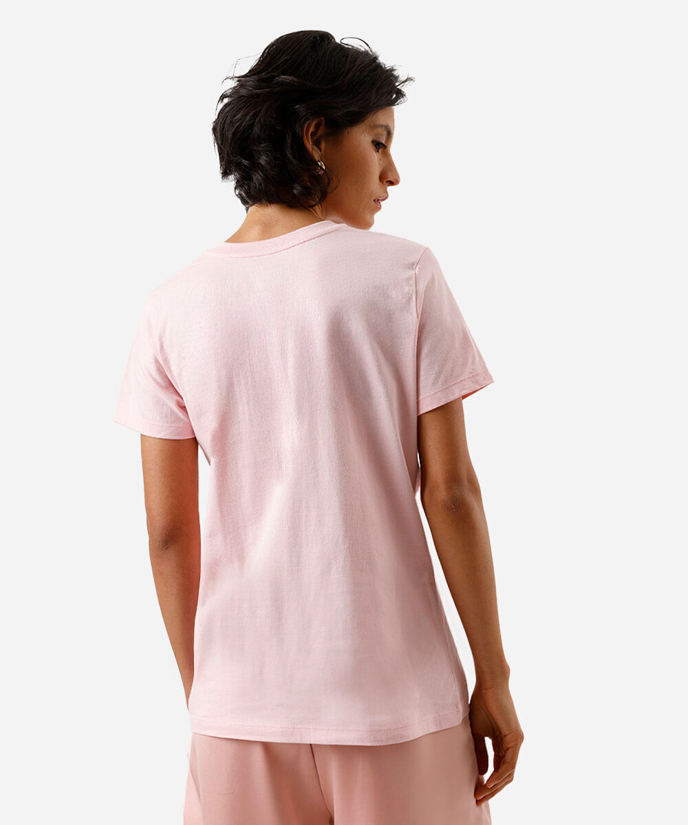 camiseta feminina de algodão snoopy rosa