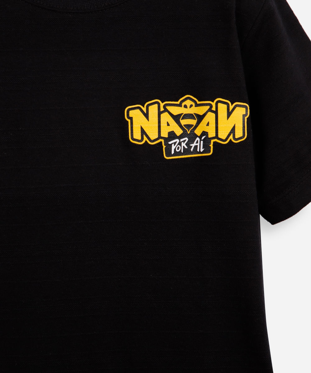 camiseta infantil com algodão natan por aí preta