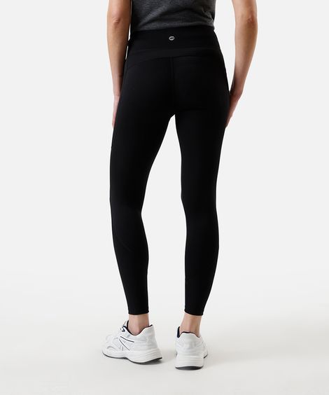 calça legging feminina esportiva com recortes e bolsos preta