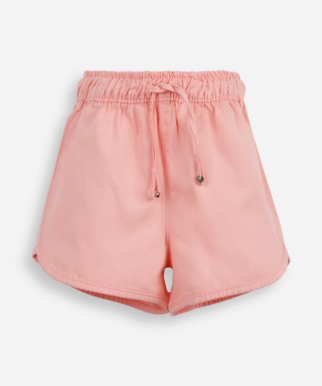 short runner infantil de algodão cós elástico - rosê