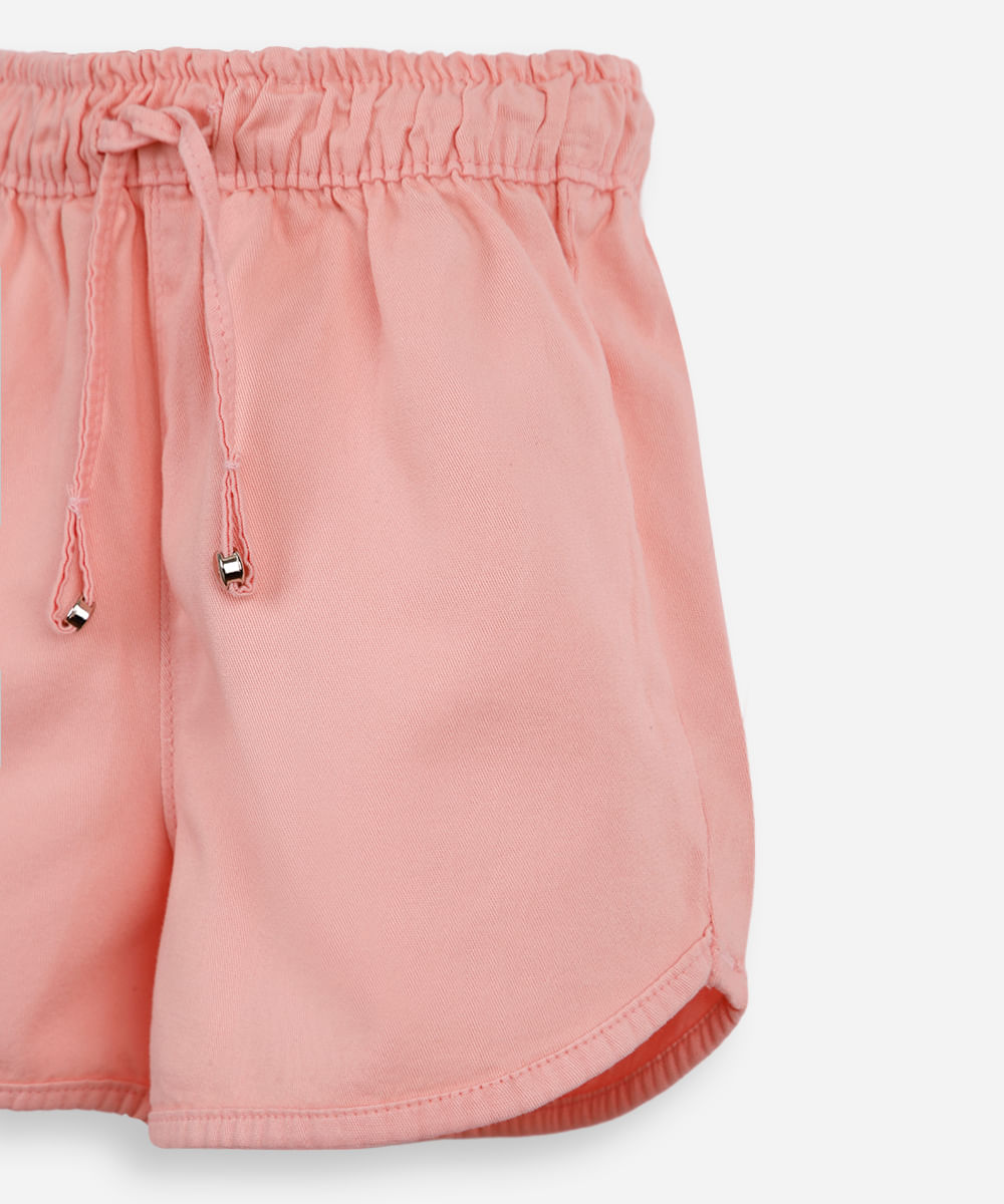 short runner infantil de algodão cós elástico - rosê