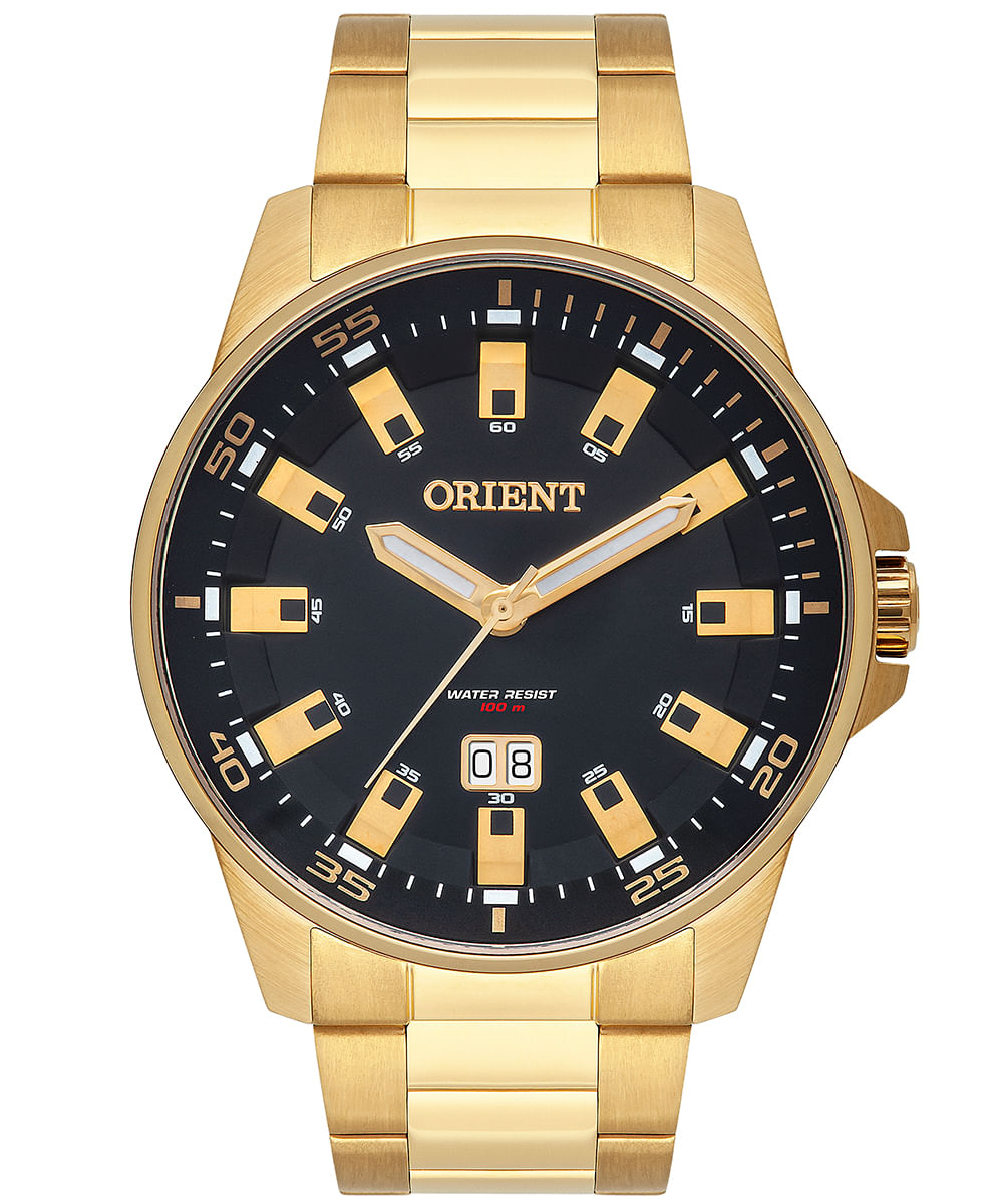 relógio masculino orient analógico calendário mgss1218 p1kx dourado