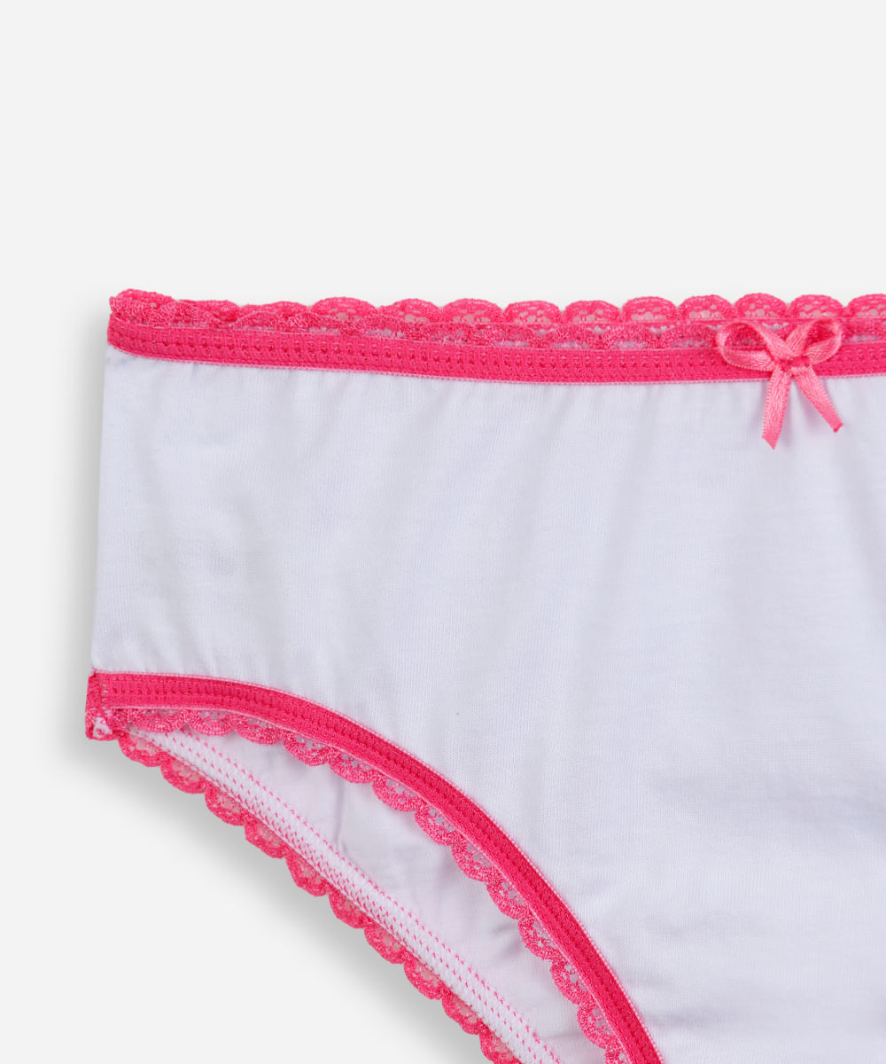 kit de 3 calcinhas infantis de algodão estampadas lupo rosa