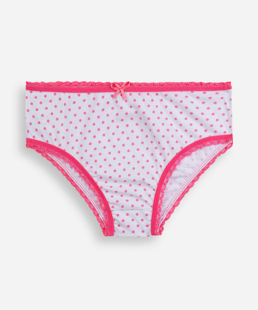 kit de 3 calcinhas infantis de algodão estampadas lupo rosa