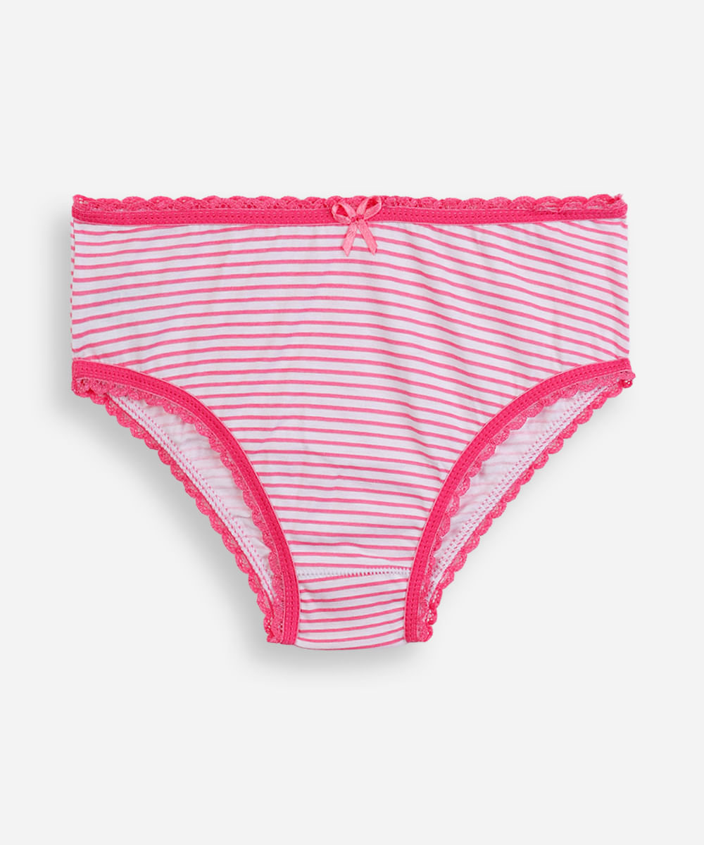 kit de 3 calcinhas infantis de algodão estampadas lupo rosa