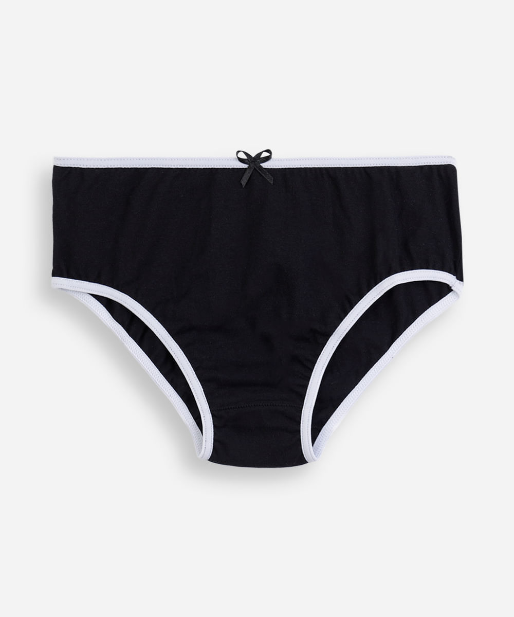 kit de 3 calcinhas infantis de algodão lupo preto
