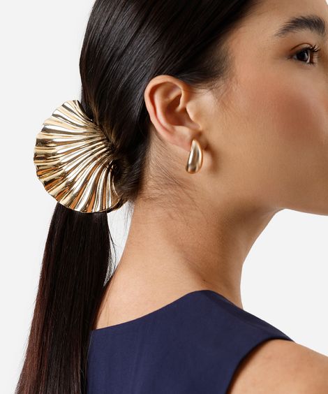 presilha de cabelo concha dourada