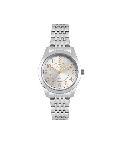 kit relógio feminino technos analógico 2035mjesk1b prateado