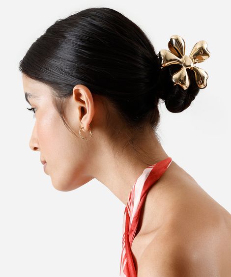 presilha de cabelo flor dourada