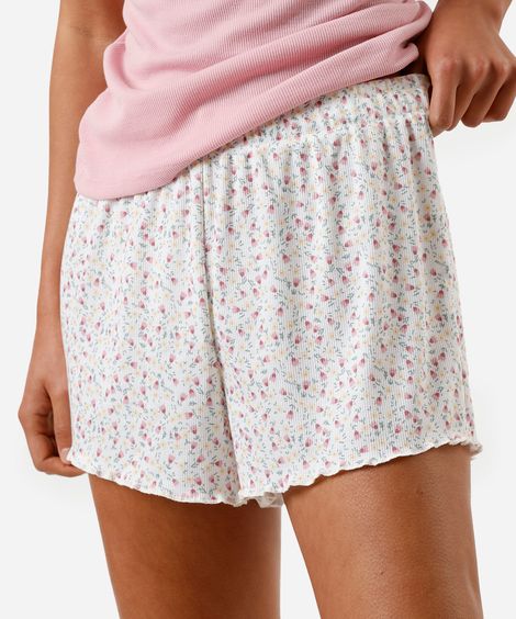 short de pijama com estampa mini print floral colorido