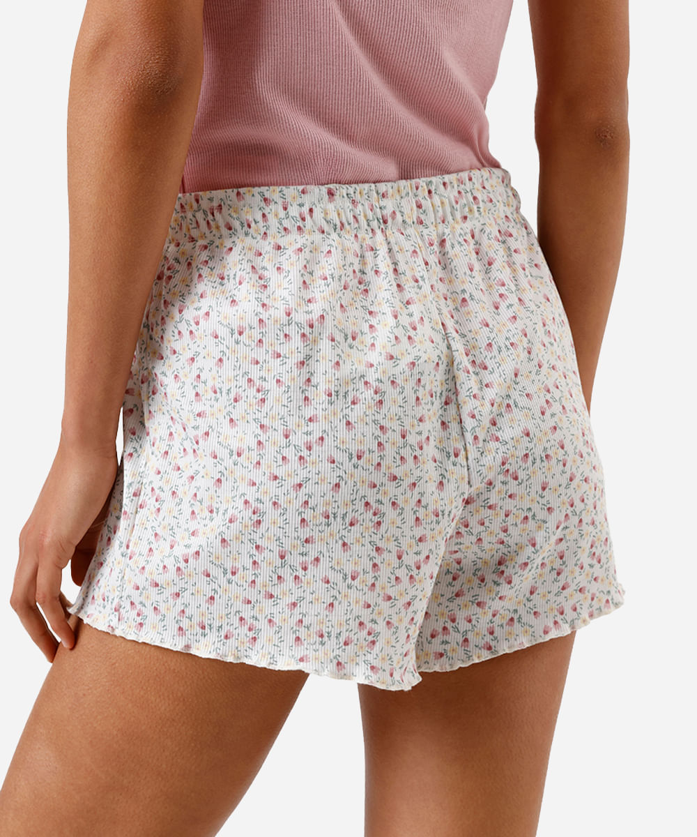 short de pijama com estampa mini print floral colorido