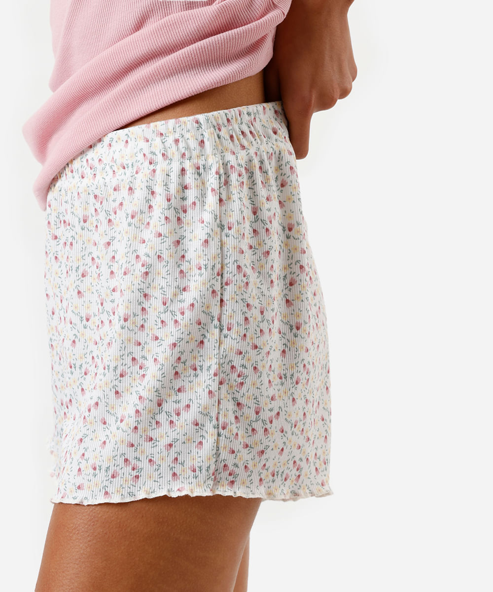 short de pijama com estampa mini print floral colorido