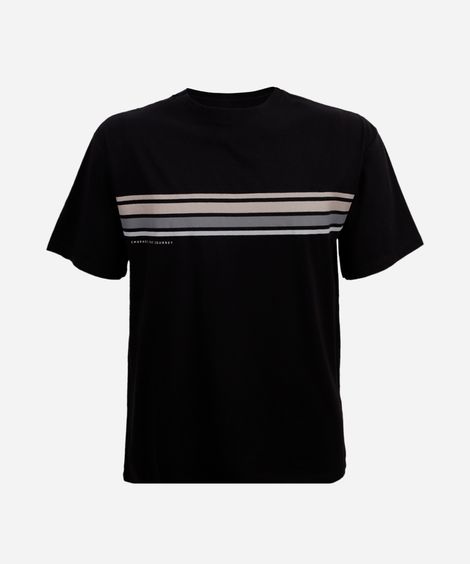 camiseta juvenil de algodão com listras preta