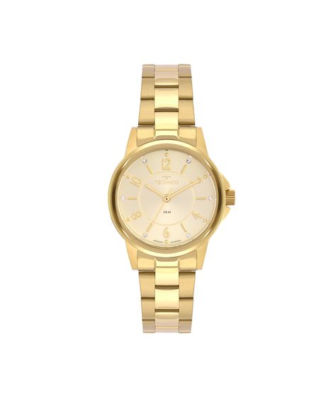 kit relógio feminino technos analógico 2035mtpk1x dourado