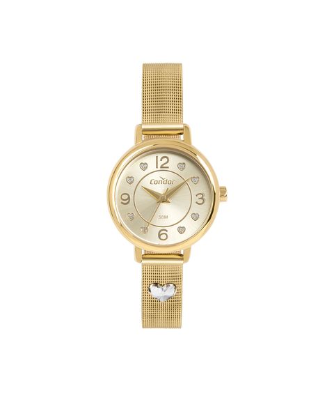 kit relógio feminino condor analógico co2035neqk4x dourado