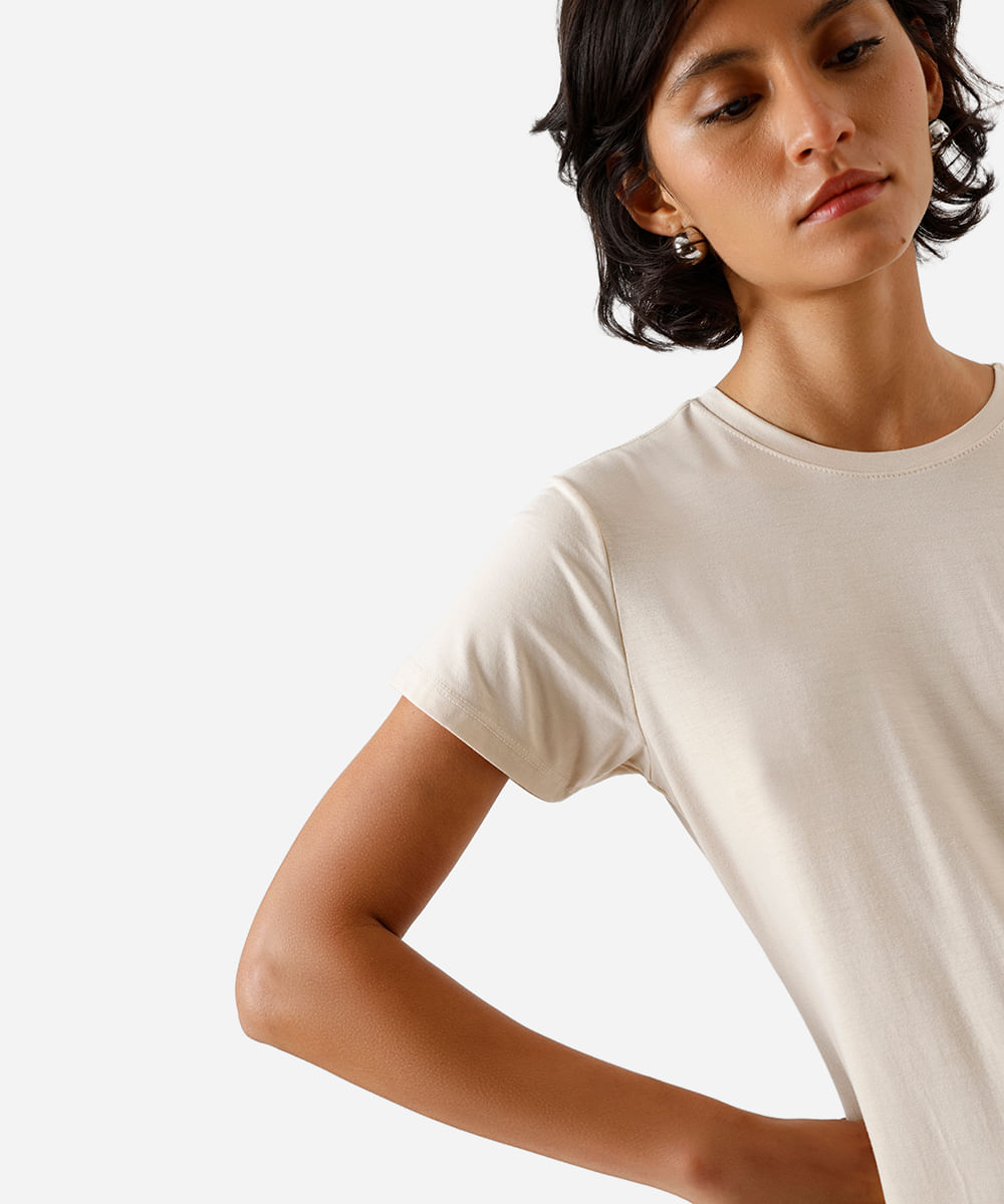 camiseta feminina manga curta airtech bege