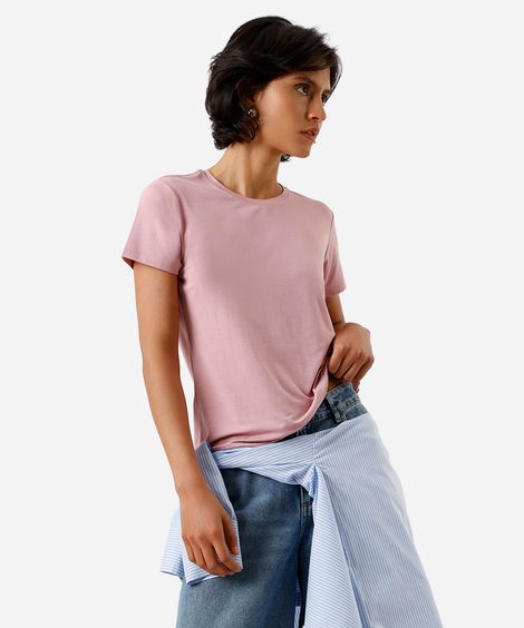 camiseta feminina manga curta airtech rosa