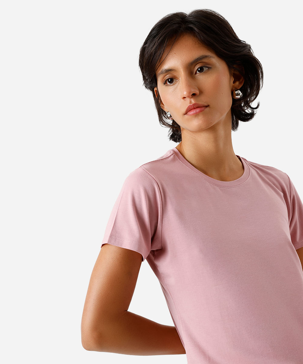 camiseta feminina manga curta airtech rosa