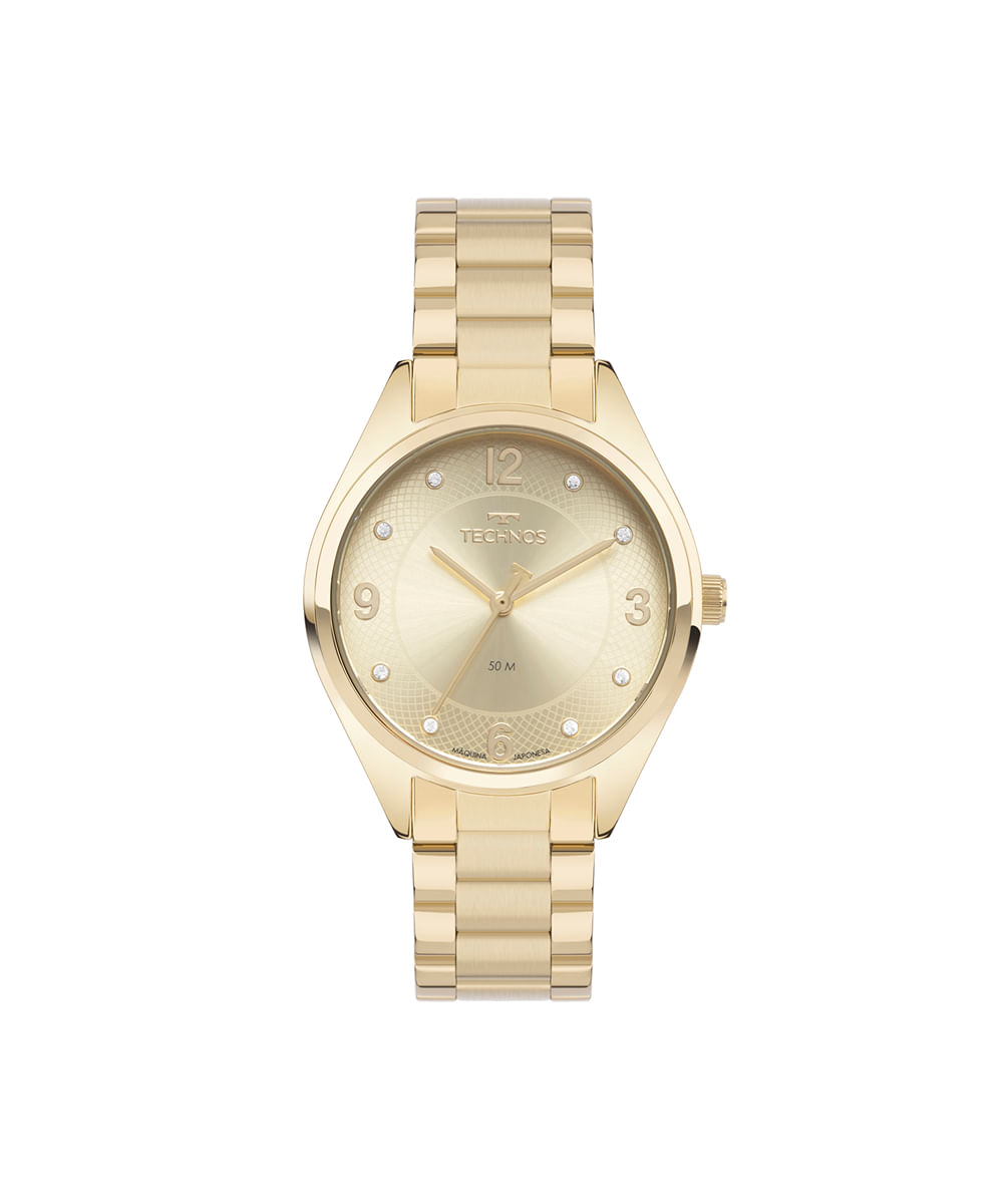 kit relógio feminino technos analógico 2036mtrk1d dourado