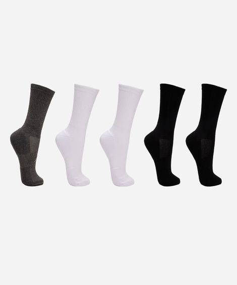 kit de 5 meias cano longo esportivas ace caneladas colorido