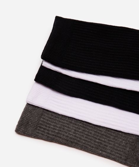 kit de 5 meias cano longo esportivas ace caneladas colorido