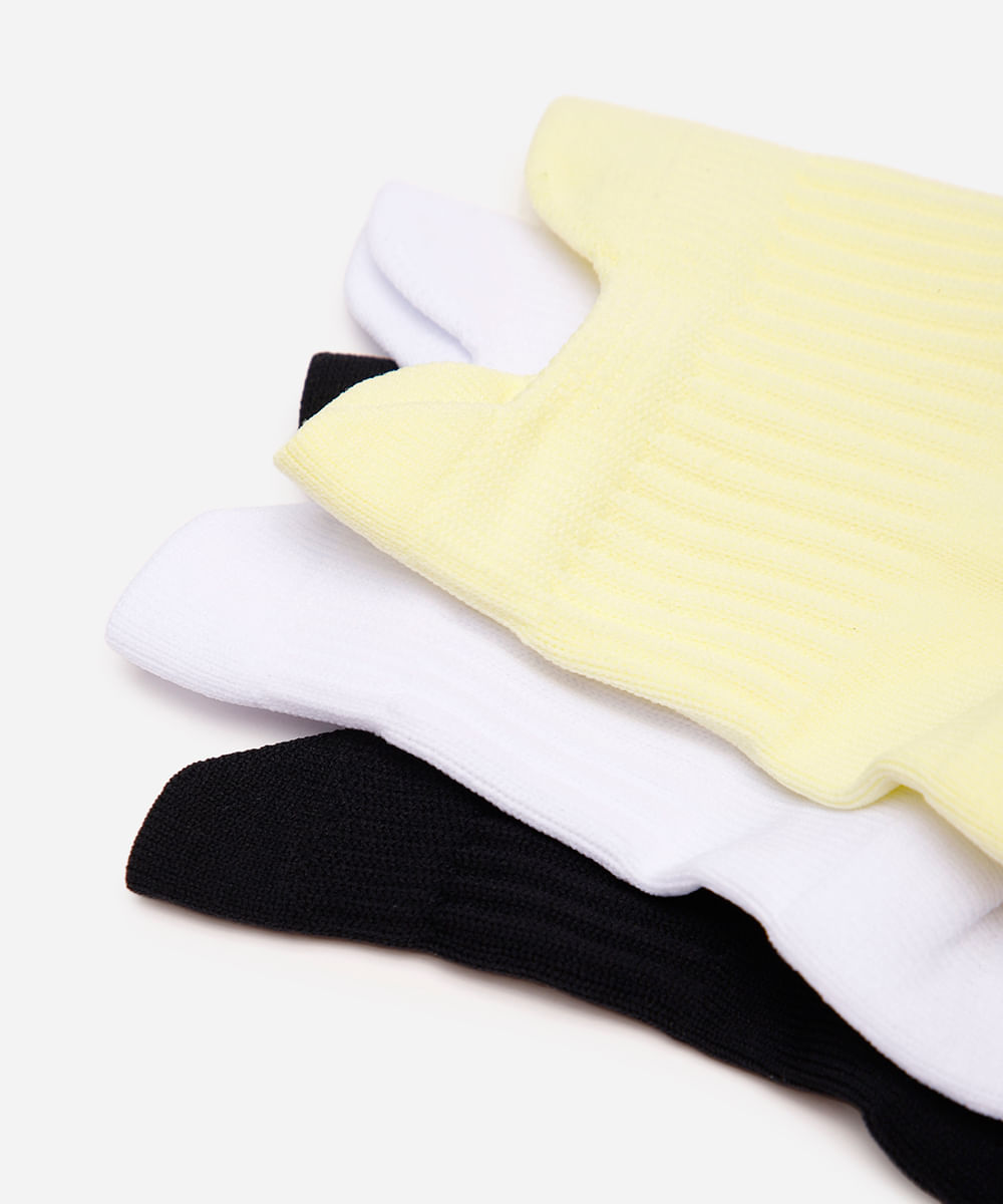 kit de 3 meias masculinas cano médio esportiva ace colorido