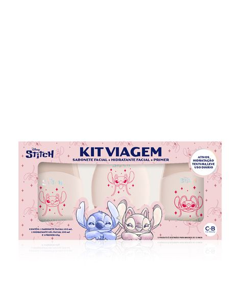 kit angel e stitch sabonete líquido primer hidratante gel facial