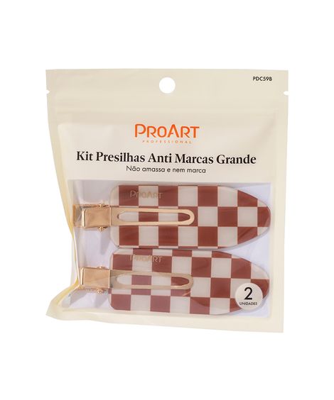 kit de presilhas proart para cabelo anti marcas grande marrom