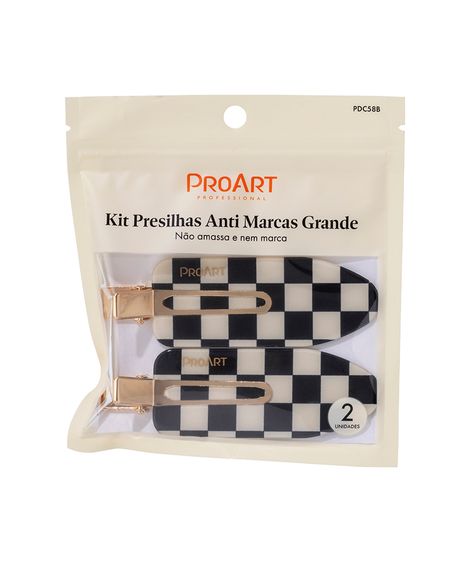 kit de presilhas proart para cabelo anti marcas grande preta