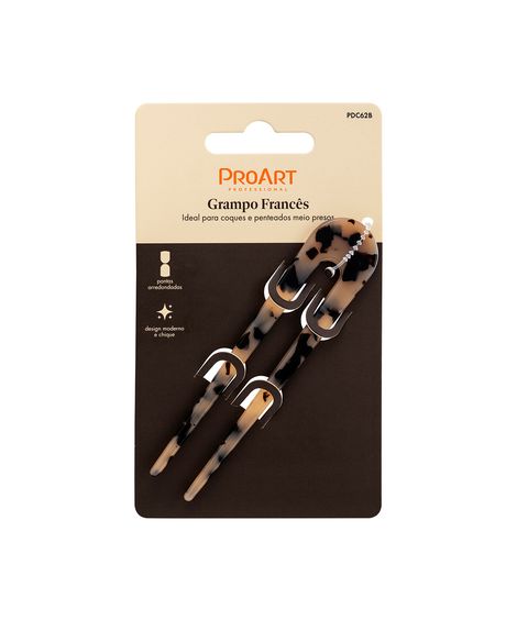grampo para cabelo proart francês tortoise