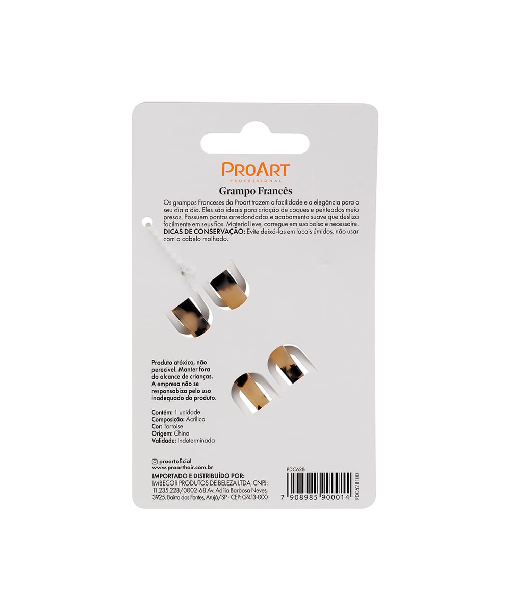 grampo para cabelo proart francês tortoise